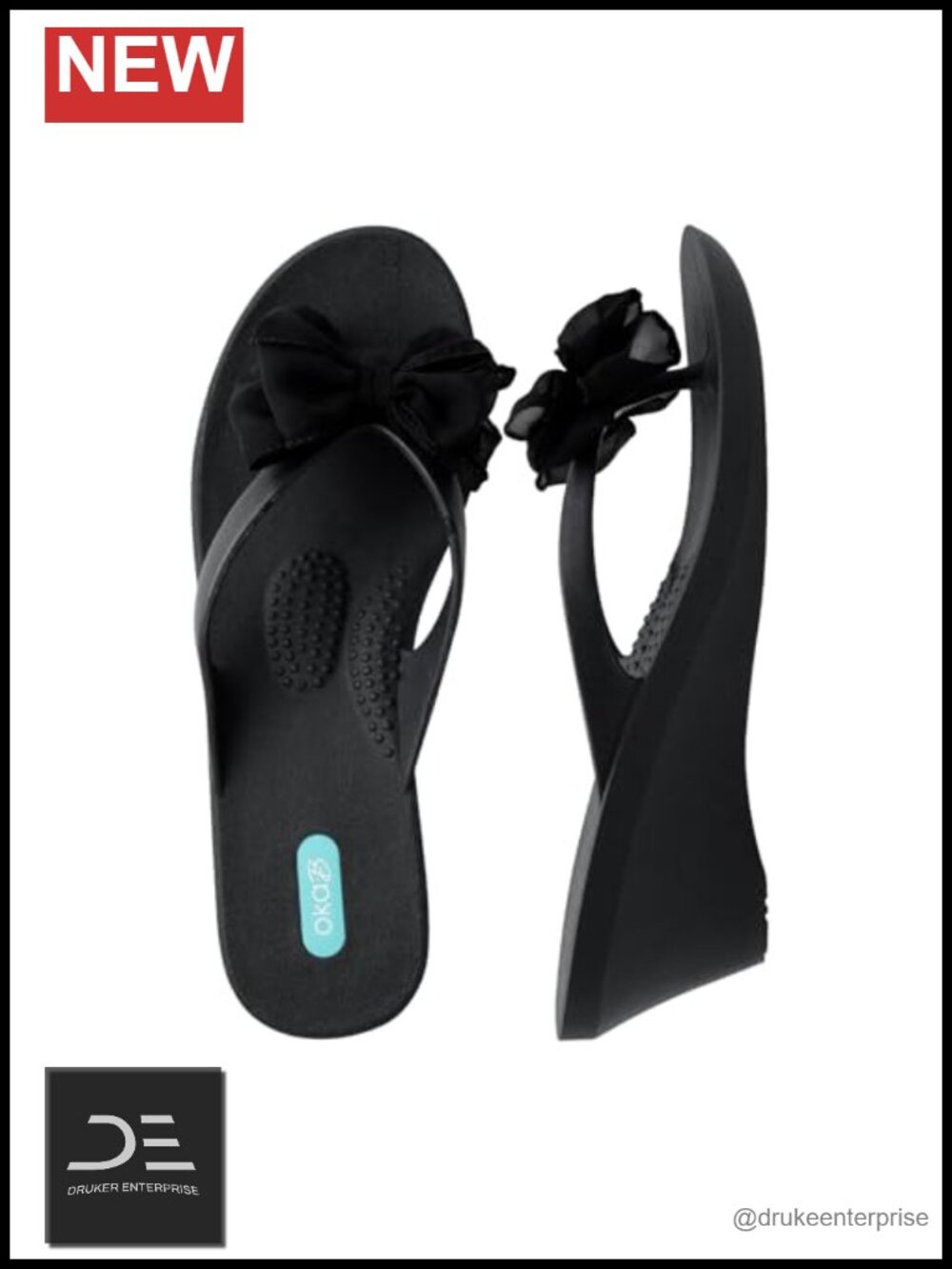 Vegan Leather Wedge Flip Flops Sandals Bow Ankle Strap